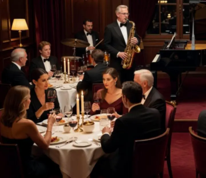 Élő jazz zenekar játszik egy elegáns, gyertyafényes rendezvényen