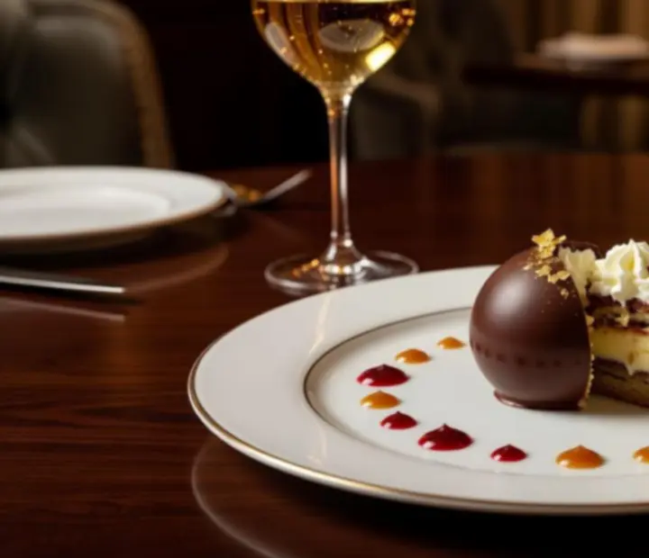 Elegánsan tálalt növényi alapú gourmet fogás márvány asztalon.